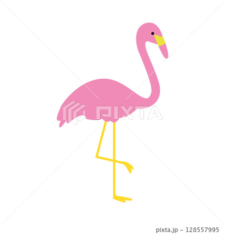 フラミンゴの夏モチーフイラスト(南国・鳥) フラミンゴの夏モチーフイラスト(南国・鳥) 128557995