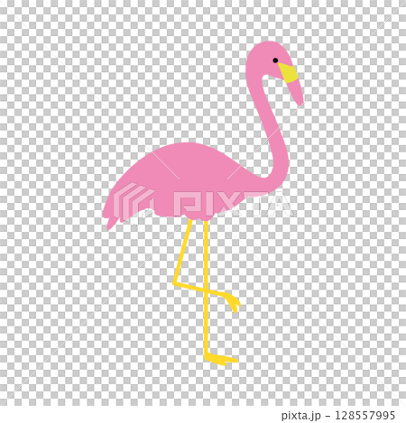 フラミンゴの夏モチーフイラスト(南国・鳥) フラミンゴの夏モチーフイラスト(南国・鳥) 128557995