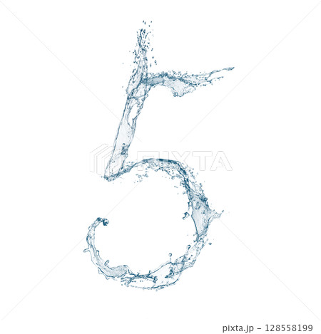 数字の5の形に飛び散った水しぶきの3dイラスト 数字の5の形に飛び散った水しぶきの3dイラスト 128558199