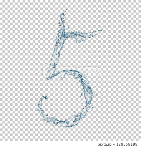 数字の5の形に飛び散った水しぶきの3dイラスト 数字の5の形に飛び散った水しぶきの3dイラスト 128558199