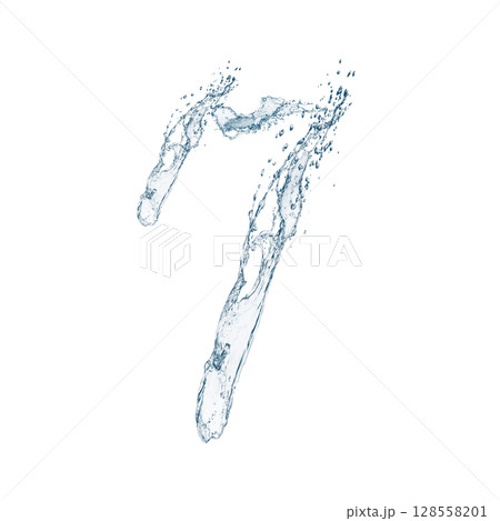 数字の7の形に飛び散った水しぶきの3dイラスト 128558201