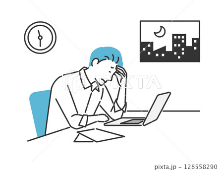 残業で疲労がたまっているビジネスマン 128558290