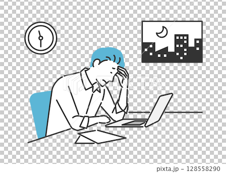A businessman who is tired from working overtime 128558290