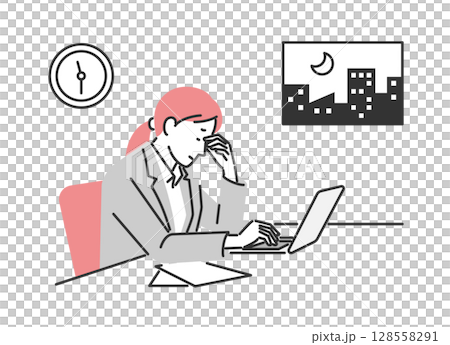 A businesswoman who is tired from working overtime 128558291