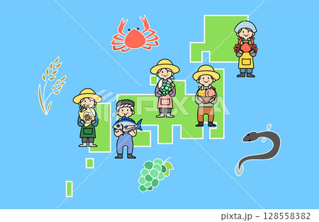 ふるさと納税の返礼品と生産者のイラスト ふるさと納税の返礼品と生産者のイラスト 128558382