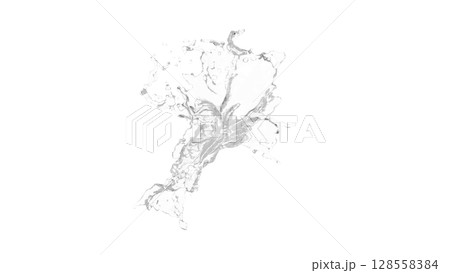 水しぶきの素材。背景透過。（PNG） 128558384