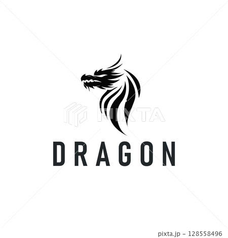 dragon logo design silhouette mythical animal legend with vintage concept old minimalist simple templet dragon logo design silhouette mythical animal legend with vintage concept old minimalist simple templet 128558496