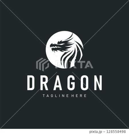 dragon logo design silhouette mythical animal legend with vintage concept old minimalist simple templet dragon logo design silhouette mythical animal legend with vintage concept old minimalist simple templet 128558498