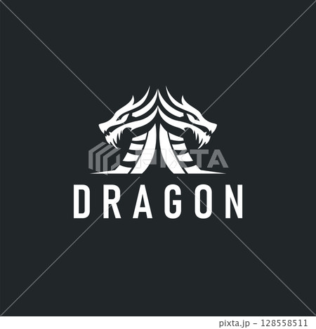 dragon logo design silhouette mythical animal legend with vintage concept old minimalist simple templet 128558511
