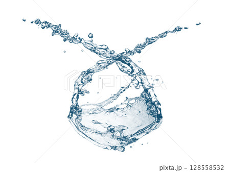 青い水しぶきのイラスト 128558532