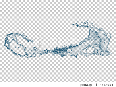 青い水しぶきのイラスト 128558534