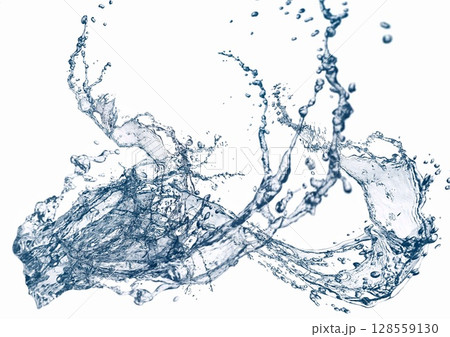 抽象的な青い水しぶきの3dイラスト 128559130