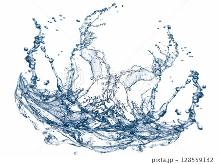 抽象的な青い水しぶきの3dイラスト 128559132