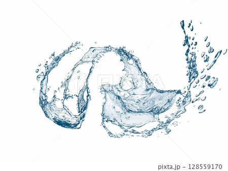 抽象的な青い水しぶきの3dイラスト 128559170