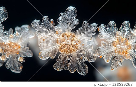 Macro photography of intricate snowflakes...のイラスト素材 [128559268] - PIXTA