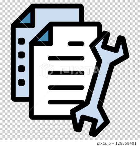 Illustration icon material: Spanner document file 065 128559401