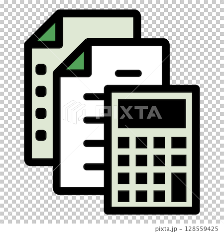 Illustration icon material set: Calculator file 058 128559425