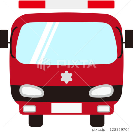 シンプルな消防車の正面のイラスト素材 128559704