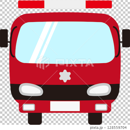 シンプルな消防車の正面のイラスト素材 128559704