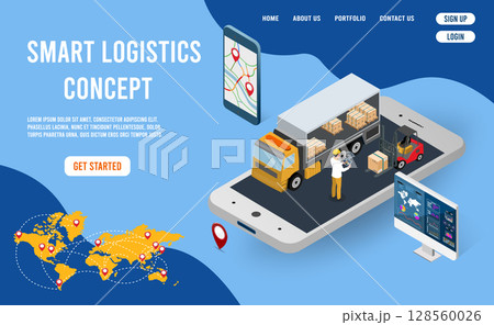 Smart Logistics Concept Real-Time Tracking and Delivery Optimization 128560026