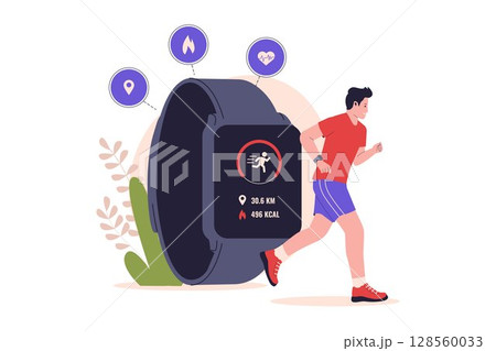 Man Running with Smart Fitness Watch Man Running with Smart Fitness Watch 128560033