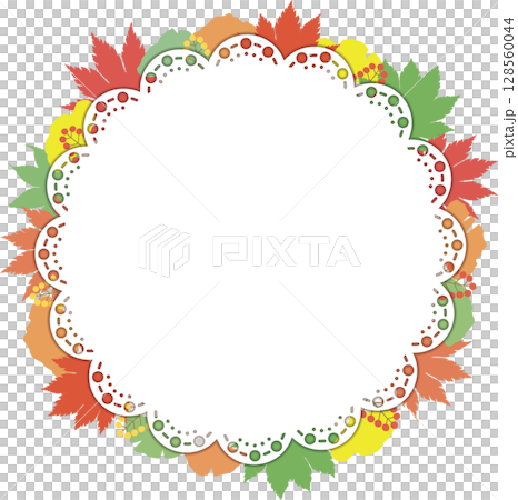 Autumn leaves and lace frame 128560044