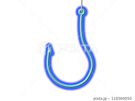シンプルな青い釣り針の3dイラスト 128560050