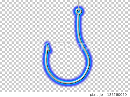 3d illustration of a simple blue fishing hook 128560050