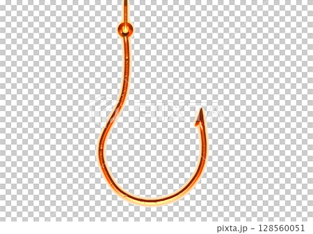 3d illustration of a simple red fishing hook 3d illustration of a simple red fishing hook 128560051