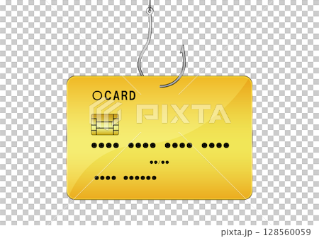 3d illustration of credit card being stolen with a fishing hook in phishing scam concept 128560059