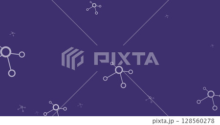 Image of network of connections flying up over purple background Image of network of connections flying up over purple background 128560278