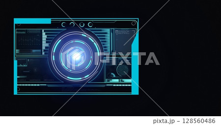 Image of scope scanning and data processing on screen 128560486
