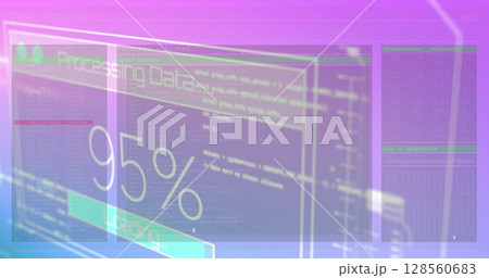 Image of data processing on screen over pink...のイラスト素材 [128560683] - PIXTA