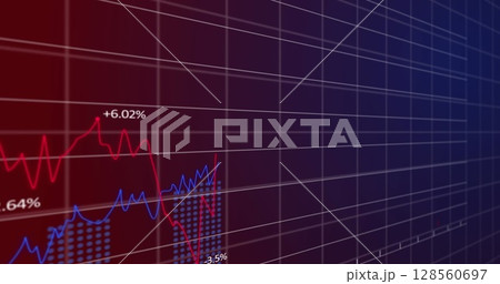 Image of financial data processing on grid 128560697