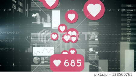 Image of icons over statistics 128560763