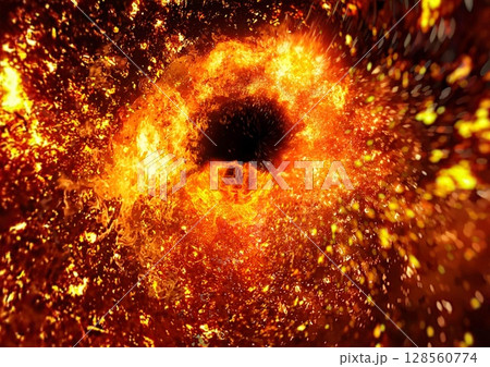 炎が渦巻く抽象的な背景 128560774