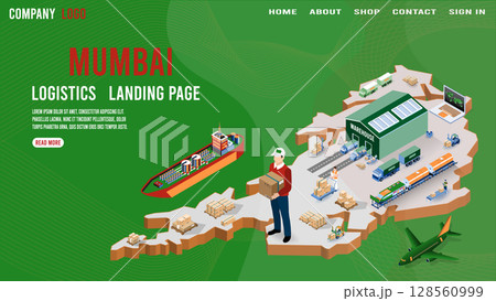 Mumbai Logistics Landing Page Cargo Transport and Supply Chain 128560999