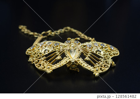 Intricate Gold Butterfly Pendant with Diamonds Intricate Gold Butterfly Pendant with Diamonds 128561482