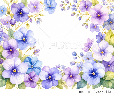 水彩で描いたパンジーの花 128562118