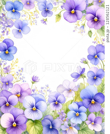 水彩で描いたパンジーの花 128562121