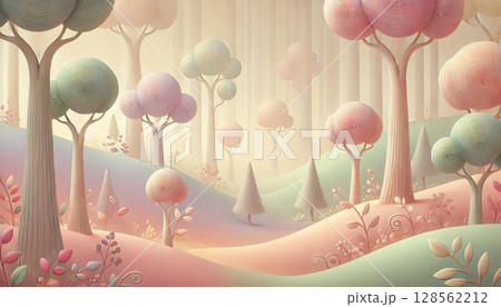 ファンタジーな森の背景 128562212