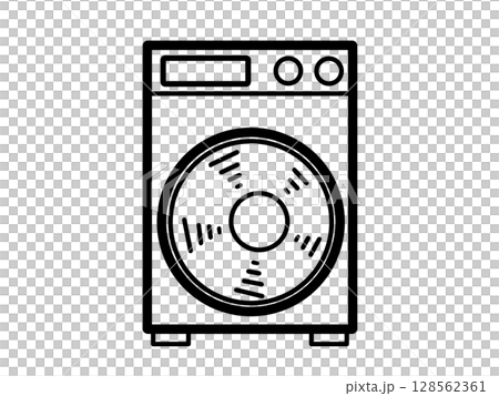 洗濯機アイコン　シンプル　黒 128562361