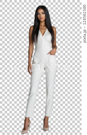 A White female entrepreneur, standing with authority, her posture strong and confident, symbolizing the clarity, strategic thinking, and determination that 128562380