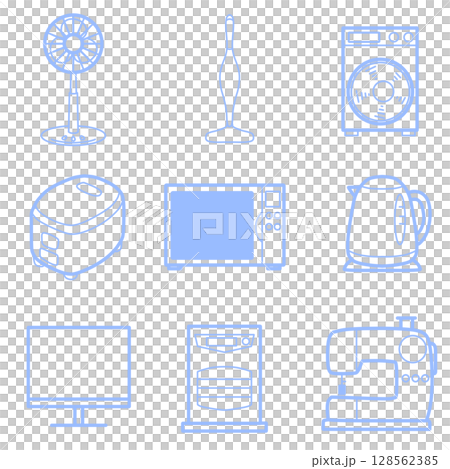 Simple home appliance icon set 2 (blue) Simple home appliance icon set 2 (blue) 128562385