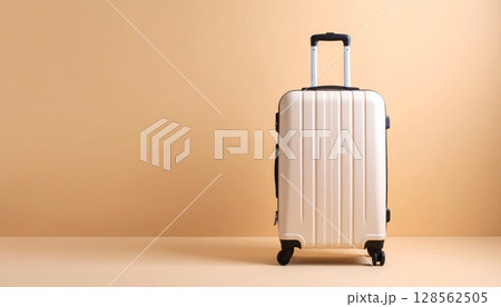 suitcase next to a wall-mounted 128562505