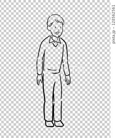 シニア男性のモノクロームのイラスト シニア男性のモノクロームのイラスト 128562561