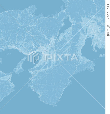 日本の関西地方の水色の衛星写真風イラスト 日本の関西地方の水色の衛星写真風イラスト 128562634