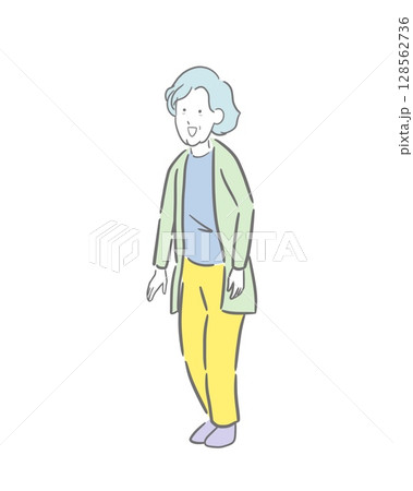 シニア女性のカラーのイラスト 128562736