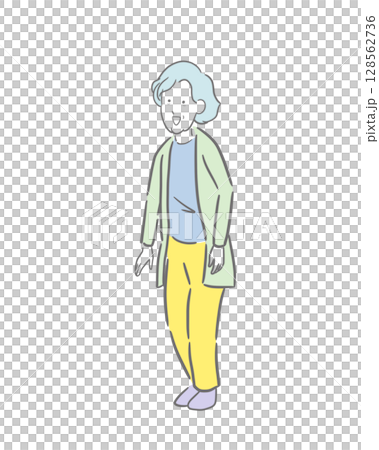 シニア女性のカラーのイラスト 128562736