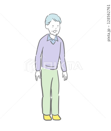 シニア男性のカラーのイラスト シニア男性のカラーのイラスト 128562761